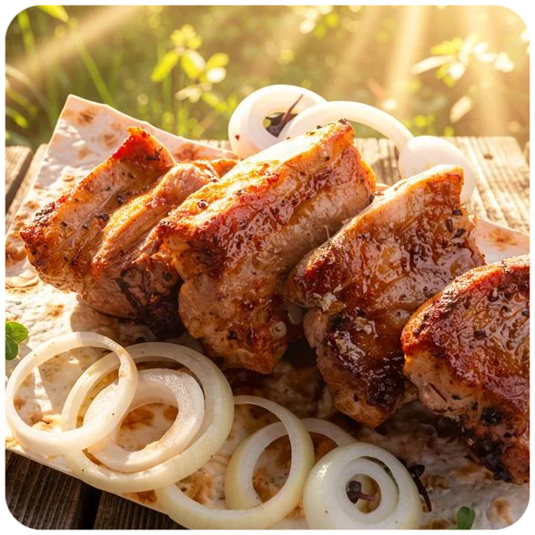 Шашлык из свиной корейки — блюдо Вкусного Дома